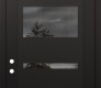 Modern Steel Front Door Diamond C10 36" x 96" black/black mirrored Glass Panel black RHI with Transom frosted Glass