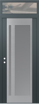 Diamond C15 36" x 96" anthracite/anthracite frosted Glass Panel stainless steel RHI with Transom clear Glass