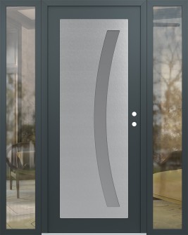 Diamond C4 68" x 80" anthracite/anthracite frosted Glass Panel stainless steel LHI with 2 Sidelites clear Glass