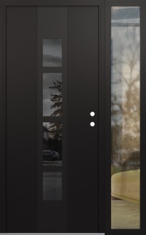 DIAMOND A10 52" X 80" BLACK/BLACK MIRRORED GLASS PANEL BLACK LHI WITH SIDELITE CLEAR GLASS