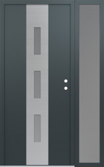 DIAMOND A7 52" X 80" ANTHRACITE/ANTHRACITE FROSTED GLASS PANEL STAINLESS STEEL LHI WITH SIDELITE FROSTED GLASS