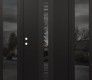 Modern Steel Front Door DIAMOND A5 60" X 80" BLACK/BLACK MIRRORED GLASS PANEL BLACK RHI WITH 2 SIDELITES MIRRORED GLASS