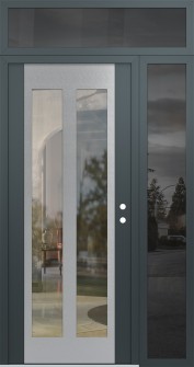 Diamond C14 48" x 96" anthracite/anthracite clear Glass Panel stainless steel LHI with Sidelite and Transom mirrored Glass