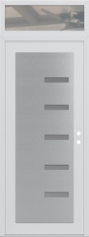 Diamond C8 36" x 96" white/white frosted Glass Panel stainless steel LHI with Transom clear Glass