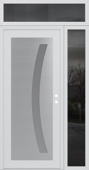 Diamond C4 52" x 96" white/white frosted Glass Panel stainless steel LHI with Sidelite and Transom mirrored Glass