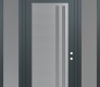 Modern Steel Front Door Diamond C6 68" x 96" anthracite/anthracite frosted Glass Panel stainless steel LHI with 2 Sidelites and Transom frosted Glass