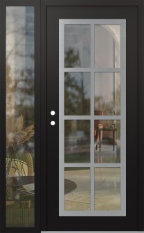 Diamond C16 50" x 80" black/black clear Glass Panel stainless steel RHI with Sidelite clear Glass