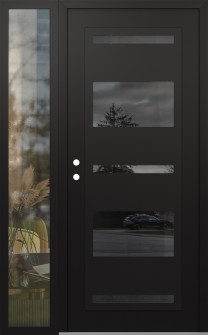 Diamond C10 48" x 80" black/black mirrored Glass Panel black RHI with Sidelite clear Glass