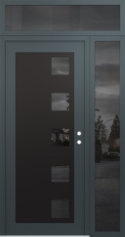 Diamond C5 48" x 96" anthracite/anthracite mirrored Glass Panel black LHI with Sidelite and Transom mirrored Glass