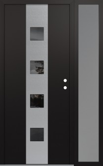 DIAMOND A12 52" X 80" BLACK/BLACK MIRRORED GLASS PANEL STAINLESS STEEL LHI WITH SIDELITE FROSTED GLASS