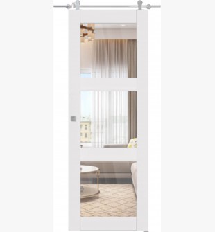 Smart Pro 3 Lite Clear Vetro Polar White Barn doors