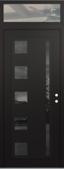 Diamond C3 36" x 96" black/black mirrored Glass Panel black LHI with Transom clear Glass