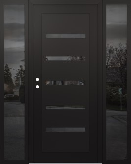 Diamond C7 60" x 80" black/black mirrored Glass Panel black RHI with 2 Sidelites mirrored Glass