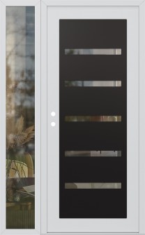 Diamond C7 52" x 80" white/white clear Glass Panel black RHI with Sidelite clear Glass