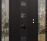 Modern Steel Front Door DIAMOND A12 68" X 80" BLACK/BLACK MIRRORED GLASS PANEL BLACK LHI WITH 2 SIDELITES CLEAR GLASS
