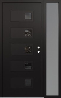 Diamond D2 52" x 80" black/black mirrored Glass Panel black LHI with Sidelite frosted Glass