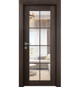 Avon 8 Lite Clear Vetro Veralinga Oak Single Doors