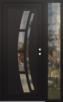 Diamond C12 48" x 80" black/black clear Glass Panel black LHI with Sidelite clear Glass