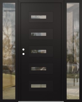 Diamond D6 68" x 80" black/black Clear Glass Panel black RHI with 2 Sidelites Clear Glass