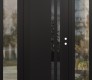 Modern Steel Front Door Diamond C6 68" x 80" black/black mirrored Glass Panel black LHI with 2 Sidelites clear Glass
