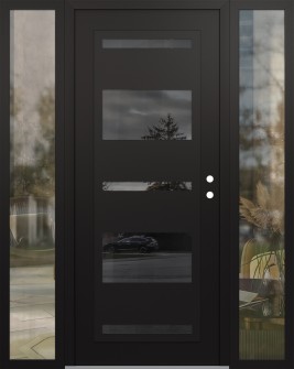 Diamond C10 60" x 80" black/black mirrored Glass Panel black LHI with 2 Sidelites clear Glass