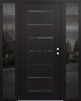 Diamond C11 68" x 80" black/black mirrored Glass Panel black LHI with 2 Sidelites mirrored Glass
