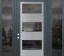 Modern Steel Front Door Diamond C2 68" x 96" anthracite/anthracite mirrored Glass Panel stainless steel RHI with 2 Sidelites and Transom mirrored Glass