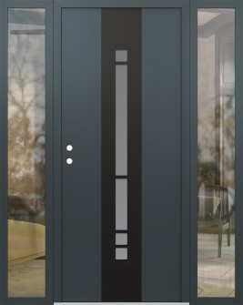 DIAMOND A3 60" X 80" ANTHRACITE/ANTHRACITE FROSTED GLASS PANEL BLACK RHI WITH 2 SIDELITES CLEAR GLASS