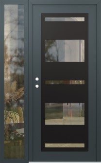 Diamond C10 48" x 80" anthracite/anthracite clear Glass Panel black RHI with Sidelite clear Glass