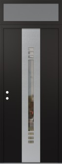 DIAMOND A5 36" X 96" BLACK/BLACK CLEAR GLASS PANEL STAINLESS STEEL RHI WITH TRANSOM FROSTED GLASS