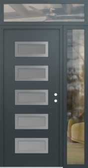 Diamond D1 52" x 96" anthracite/anthracite frosted Glass Panel stainless steel LHI with Sidelite and Transom clear Glass