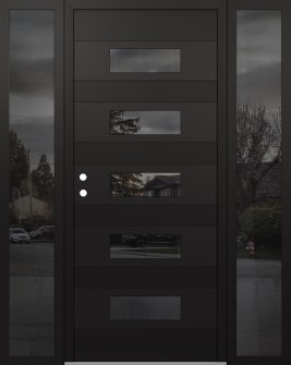 Diamond D5 68" x 80" black/black Mirrored Glass Panel black RHI with 2 Sidelites Mirrored Glass