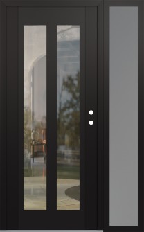 Diamond C14 48" x 80" black/black clear Glass Panel black LHI with Sidelite frosted Glass