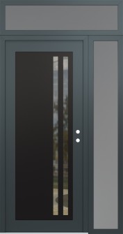 Diamond C6 48" x 96" anthracite/anthracite clear Glass Panel black LHI with Sidelite and Transom frosted Glass