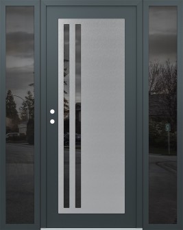 Diamond C6 60" x 80" anthracite/anthracite mirrored Glass Panel stainless steel RHI with 2 Sidelites mirrored Glass