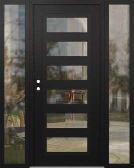 Diamond C9 68" x 80" black/black clear Glass Panel black RHI with 2 Sidelites clear Glass
