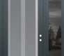 Modern Steel Front Door Diamond C14 50" x 96" anthracite/anthracite frosted Glass Panel stainless steel LHI with Sidelite and Transom mirrored Glass