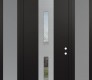 DIAMOND A6 68" X 96" BLACK/BLACK CLEAR GLASS PANEL STAINLESS STEEL RHI WITH 2 SIDELITES AND TRANSOM FROSTED GLASS