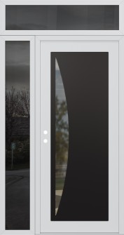 Diamond C13 50" x 96" white/white clear Glass Panel black RHI with Sidelite and Transom mirrored Glass