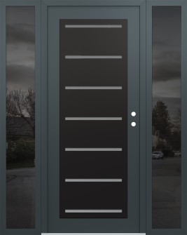 Diamond C11 60" x 80" anthracite/anthracite frosted Glass Panel black LHI with 2 Sidelites mirrored Glass