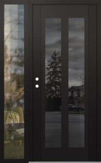 Diamond C14 50" x 80" black/black mirrored Glass Panel black RHI with Sidelite clear Glass