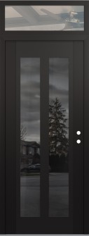 Diamond C14 36" x 96" black/black mirrored Glass Panel black LHI with Transom clear Glass