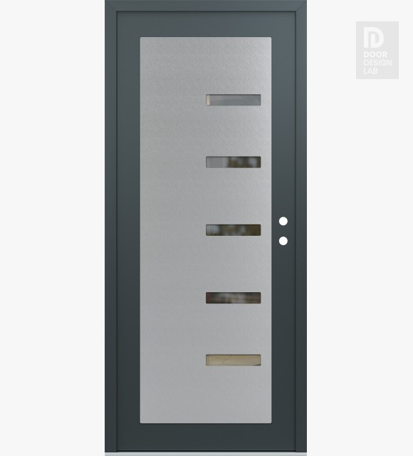 Modern Steel Front Door Diamond C8 36" x 80" anthracite/anthracite clear Glass Panel stainless steel LHI