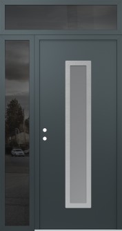 DIAMOND A11 50" X 96" ANTHRACITE/ANTHRACITE FROSTED GLASS PANEL STAINLESS STEEL RHI WITH SIDELITE AND TRANSOM MIRRORED GLASS