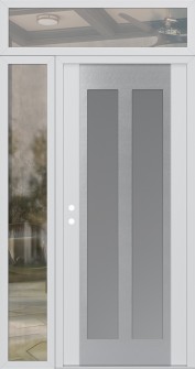 Diamond C14 50" x 96" white/white frosted Glass Panel stainless steel RHI with Sidelite and Transom clear Glass