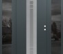 Modern Steel Front Door DIAMOND A4 60" X 80" ANTHRACITE/ANTHRACITE FROSTED GLASS PANEL STAINLESS STEEL LHI WITH 2 SIDELITES MIRRORED GLASS