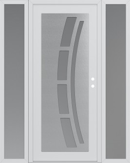 Diamond C12 64" x 80" white/white frosted Glass Panel stainless steel LHI with 2 Sidelites frosted Glass