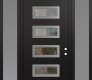 Modern Steel Front Door Diamond D1 64" x 96" black/black clear Glass Panel stainless steel LHI with 2 Sidelites and Transom frosted Glass