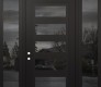 Modern Steel Front Door Diamond C9 60" x 96" black/black mirrored Glass Panel black RHI with 2 Sidelites and Transom mirrored Glass