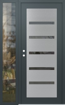 Diamond C7 50" x 80" anthracite/anthracite mirrored Glass Panel stainless steel RHI with Sidelite clear Glass